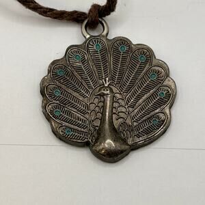 Metal Peacock Pendant on String